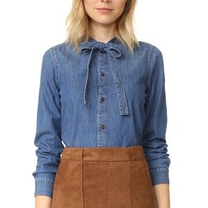 MADEWELL Denim tie neck shirt